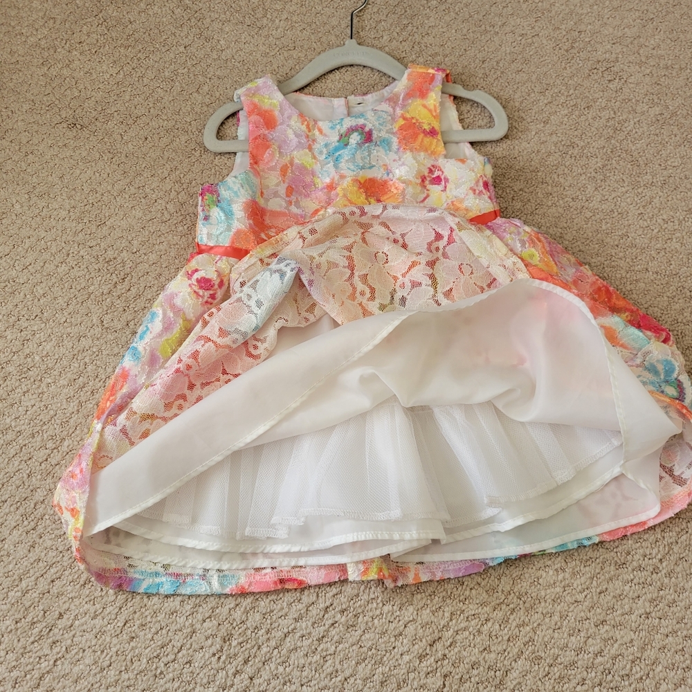 ** RARE EDITIONS ** toddler girl Floral Spring Easter dress size 2t - Picture 2 of 4